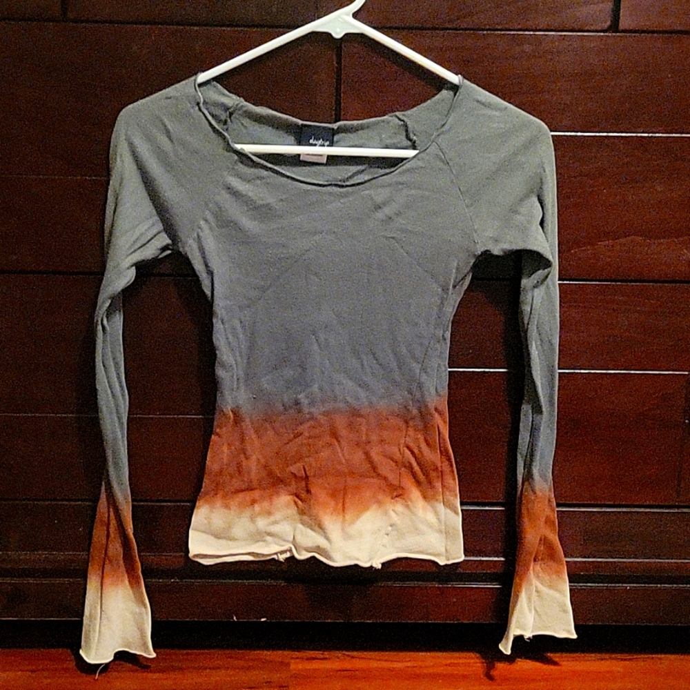 Long sleeved green brown and tan shirt size small juniors